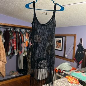 Brand new fishnet spaghetti strapped bathing suit cover-up dress